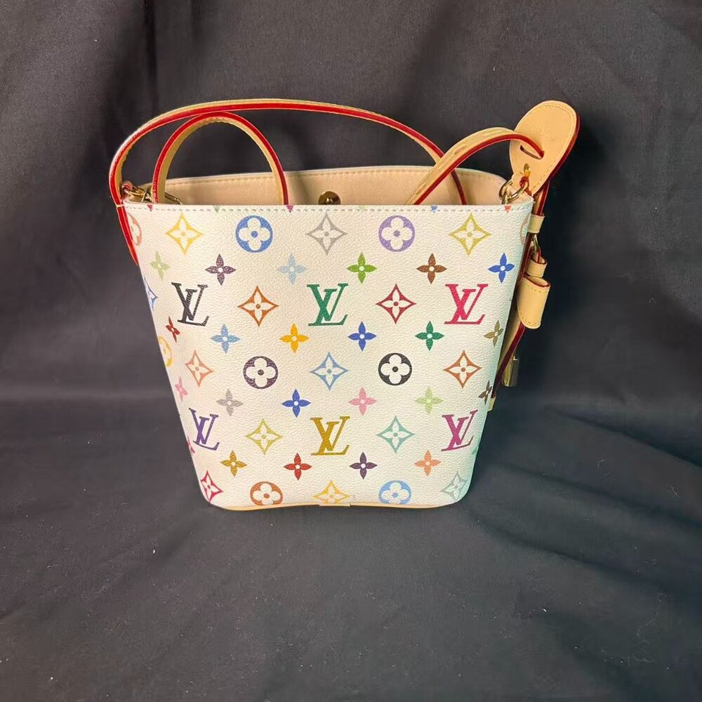 Louis Vuitton x TM Multicolor Monogram Shoulder Bag – White Canvas, Pre-Owned